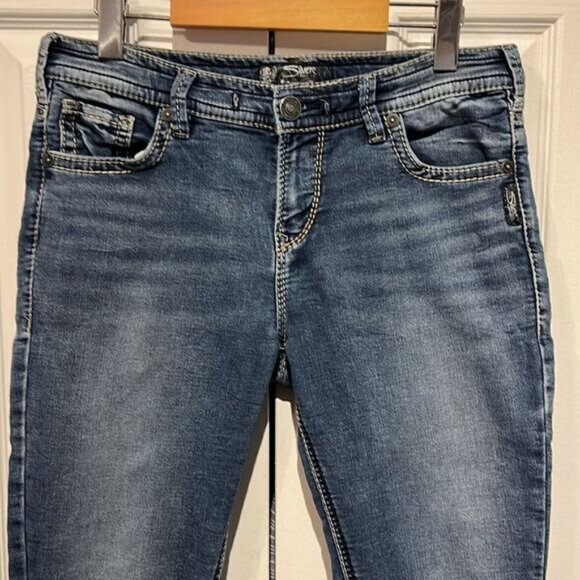 Silver Blue Boyfriend Joga Capris Clamdiggers Jeans Size 27 - Picture 2 of 10